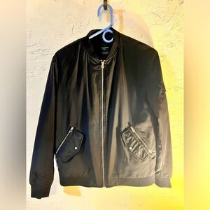Zara Black Jacket zip front S casual minimalist streetwear versatile classic